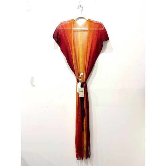 NWT Luli Fama Sunshine Addict Poncho Long Kaftan Cover Up Sunset One Size - Picture 3 of 7